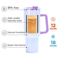 Gobelet isotherme de 40 oz en acier inoxydable à double paroi avec poignée et paille, vierge pour sublimation, en métal, vente en gros