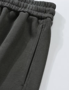 <b>Men's</b> Dark Grey Wide Leg Pants Elastic Waist Drawstring <b>Loose</b> Casual <b>Trousers</b> - Product Image 5