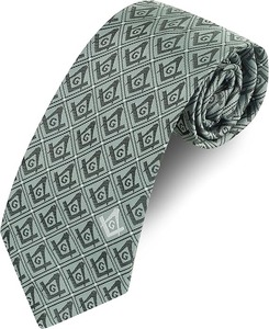 Corbata Masónica de Seda Tejida para Francmasones con Escuadra y Compás Azul/Cielo Importada - Product Image 4