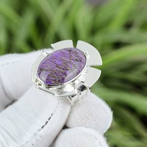 Handmade Purpurite <b>Ring</b> Oval Gemstone 925 Sterling Silver Boho Jewelry Size 8 Unique Elegant Fashion <b>Ring</b> - Product Image 2