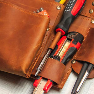 Cinturón de herramientas de cuero 100% auténtico con bolsa de cuero original y liberación rápida para carpintero, ideal para construcción, en venta. - Product Image 6