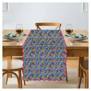 Indian Bohemian Woven Cotton <b>Table</b> <b>Runner</b> with Floral Print Durable & Eco-Friendly for <b>Weddings</b> Home Decor Events - Product Image 5
