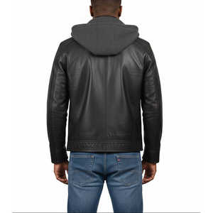 Chaqueta de Motero con Capucha Negra para Hombre Urban Legend Leathertex, Material de Cuero Resistente al Viento - Product Image 1