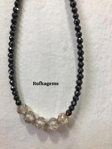 Collar de cuentas de moissanita negra de 3.5 mm y 16 pulgadas |   Collar de cuentas facetadas |   Regalo para Ella - Product Image 5