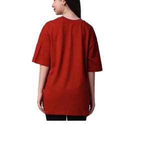 T-shirt décontracté à col en coton pour femmes imprimé court surdimensionné conception de l'épaule tombante Logo personnalisé prix de gros baisse directe - Product Image 4