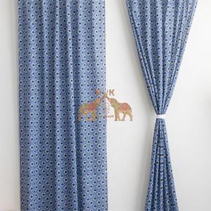 Cortinas Florales Azules de Algodón Estilo Rústico con Estampados de Flores Retro Americanos para Sala de Estar - Product Image 5