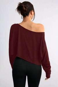 Camiseta Corta de Verano para Mujer, Moderna, Transpirable, de Color Sólido, de Manga Larga, Estilo Asimétrico, Holgada, Ajustada, de Algodón - Product Image 6