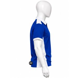 เสื้อโปโลผู้ชายสีน้ำเงินขาว แขนสั้น ซิปหน้า ผ้าถัก ระบายอากาศดี สไตล์ลำลอง พรีเมียม คุณภาพสูง ทันสมัย - Product Image 2