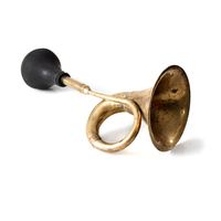 Antique Bicycle Accessory Handcrafted French Trumpet Aged Brass & Rubber Stylish Taxi Horn Rare Collectible