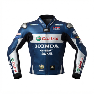 Men’s Cowhide Leather <b>Racing</b> <b>Jacket</b>/Chaqueta MotoCP Style CE Level 2 Armor Motorcycle Track Riding Protective Gear CE - Product Image 1