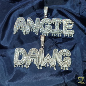 Collier personnalisé avec pendentif « Angie », serti de diamants Moissanite, chaîne cubaine Hip Hop, bijoux - Product Image 6