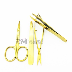 RMI Matt Tweezer Full Gold Plasma Color Angle Point Eyebrow Tweezer And Spring Scissor And Cuticle Scissor Set - Product Image 6
