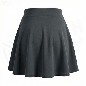 Minifalda de Cintura Alta Elástica para Mujer, Corte en A, Plisada, Color Sólido, Informal, Elástica, de Spandex y Poliéster, para Todas las Temporadas - Product Image 2