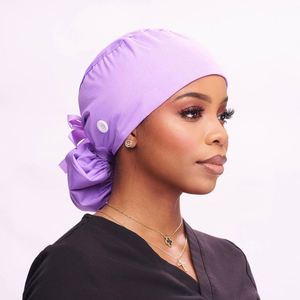 Adjustable Working <b>Cap</b> With Button Cotton Working Hat Sweatband Elastic Bandage Tie Back Hats Ponytail Surgical Scrub <b>Cap</b> - Product Image 2