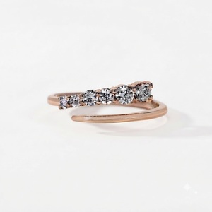 10K Rose Gold 0.38CT E Color VS1 Open Wedding Band Lab Grown Diamond Bypass Setting Gap Wedding <b>Ring</b> Womens Cuff <b>Stacking</b> Band - Product Image 1