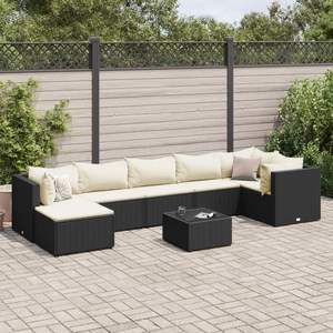 Set Lounge da Giardino Nero e Bianco Crema per Esterni - Product Image 1