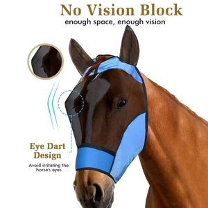 Voile anti-mouches en polycoton tricoté de qualité supérieure pour chevaux, avec protection des oreilles, respirant, couleurs assorties, pour l'entretien des chevaux - Product Image 6