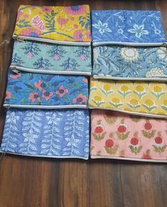 Vintage Quilted Washable Cotton <b>Makeup</b> Pouch Purse with Zipper Floral Rectangle Small Coin Purse Mini Travel <b>Case</b> Assorted Print - Product Image 5