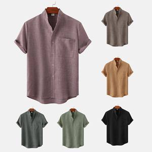 Camisa tipo cárdigan de manga corta para hombre, con estampado de flores pequeñas, informal, con botones, para verano, ropa de trabajo, 100% algodón, OEM - Product Image 1