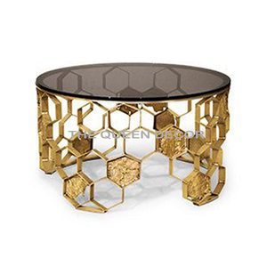 Modern Round Shape Iron Metal Centre Table Gold Finished Accent Table for Living Room or Lounge <b>Space</b> For Home - Product Image 6