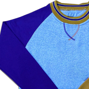 Nouveau sweat-shirt personnalisé à col rond avec logo grec – Bleu et or, broderie frontale, vêtements universitaires en gros - Product Image 2