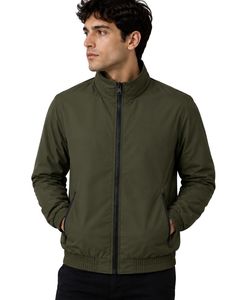 Chaqueta Bomber Ligera Personalizada Verde Oliva para Hombre, Chaqueta Cortavientos Casual con Cierre Completo, Cuello Alto, Estilo Urbano Otoñal - Product Image 1