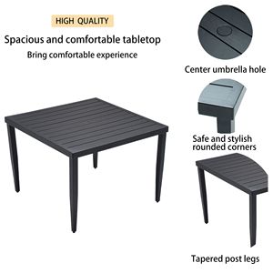 Set da Pranzo Moderno da Esterno a 5 Pezzi in Alluminio con 4 Sedie Imbottite e Tavolo Quadrato da 100 cm per Giardino Sunbrella - Product Image 5