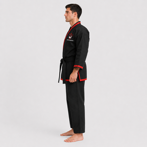 WAPRO INDUSTRY Kimono de Karate Negro con Ribete Rojo, Uniforme de Artes Marciales para Hombre, Corte Regular, Duradero, 100% Algodón, Ropa de Entrenamiento para Adultos - Product Image 4
