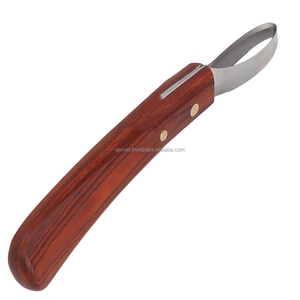 Couteau à sabots de qualité supérieure en acier inoxydable avec manche en bois, double extrémité, coupe précise pour sabots d'équidés et de bovins - Product Image 3