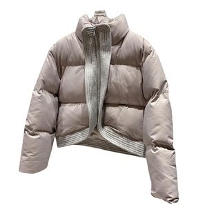 Stand <b>Collar</b> Loose Long Sleeve Patchwork Zipper Women Winter Puffer <b>Jacket</b> 2025 - Product Image 1