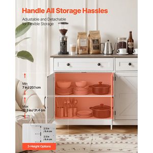 Mobile Bar da Caffè Stile Fattoria con 2 Cassetti e 4 Ante Scorrevoli, Credenza Buffet Stile Chic Urbano - Product Image 4