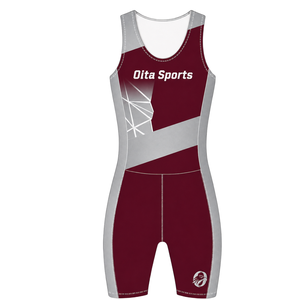 Maroon and <b>Silver</b> Rowing Champ <b>Suit</b> Mens Sleeveless Competition Uniform Performance Racing Singlet Custom Wholesale Team Sports - Product Image 1
