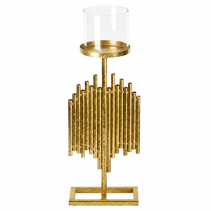 Support de bougie en fer doré de luxe avec vase en verre pour centre de table de mariage et décoration intérieure - Fabricant et fournisseur - Product Image 1