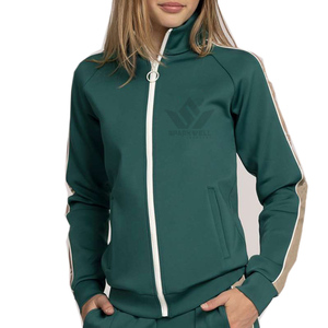 Men's Green Full Zip Tracksuit Set Solid Color Jacket and <b>Jogger</b> Pants with <b>White</b> Side Stripes Breathable Polyester - Product Image 5