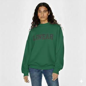 Sweat-shirt décontracté oversize pour femme avec logo personnalisé, col montant, design épaules tombantes, manches longues, pull basique uni, coupe ample - Product Image 1