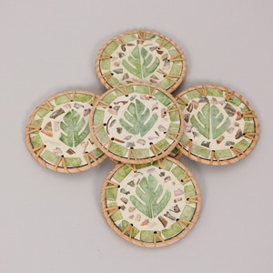 Rattan seashell inlaid coaster for fruit <b>candle</b> drink holder <b>cheap</b> price decorative coasters - Product Image 5