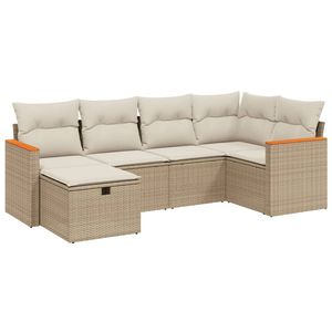 Grand ensemble de canapés de jardin modulaires en rotin PE beige, meubles de jardin modulaires confortables - Product Image 2
