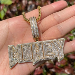 Pendentif Hip Hop personnalisé en diamant de laboratoire VVS1, serti de diamants taille baguette, style bling-bling, diamant CVD, style rappeur - Product Image 4
