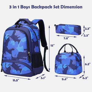3 Piece Blue Camouflage <b>School</b> <b>Backpack</b> Set for Boys with Insulated Lunch Bag and Pencil Case <b>Large</b> Capacity - Product Image 4