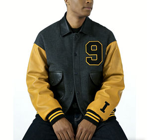 เสื้อแจ็คเก็ตวาร์ซิตี้ปักอักษรแบบกำหนดเองสำหรับผู้ชาย แจ็คเก็ตผู้ชาย ผ้าขนสัตว์ หนัง แจ็คเก็ตเบสบอล บอมเบอร์ สตรีทแวร์ แฟชั่นฤดูหนาว - Product Image 1