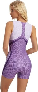 Combinaison de sport sans manches pour femme, color block, col en V, longueur intégrale, surpiqûres contrastées, en Spandex et Polyester, extensible, sans couture - Product Image 5