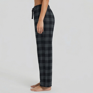 Pantalon de pyjama en flanelle à carreaux pour femmes, taille élastique, coupe ample, longueur intégrale, vêtements de nuit d'hiver, 100% flanelle de coton, pantalon pour femmes - Product Image 5