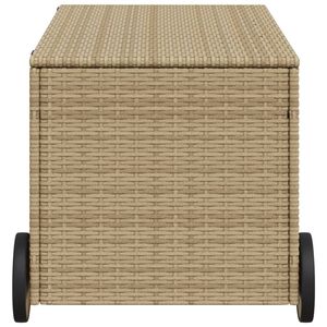 Grande Contenitore da Giardino in Rattan PE Beige, Elegante Arredo Esterno per Organizzazione - Product Image 5
