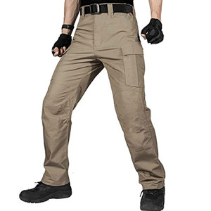 Pantalon cargo en toile pour homme, taille haute, avec décoration en dentelle, plusieurs poches, coupe décontractée, durable pour un usage quotidien et professionnel - Product Image 1