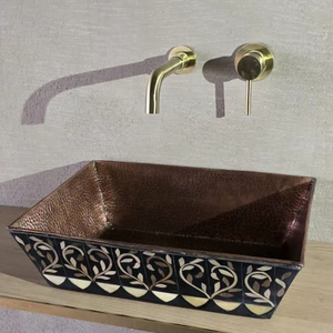 custom size copper sink hand hammered copper <b>basin</b> oxidized copper sink natural finish copper <b>basin</b> dark copper sink light - Product Image 1