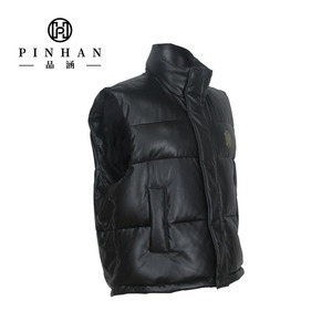 <b>Men's</b> <b>Black</b> Stand Collar Padded <b>Vest</b> With Zipper Closure Windproof Casual Winter Outerwear - Product Image 3