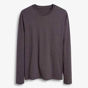 <b>Men's</b> <b>Dark</b> <b>Grey</b> Solid Long Sleeve T <b>Shirt</b> Casual O Neck Raglan Knitted Jersey Tee - Product Image 2