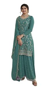 Último diseñador Faux Georgette bordado secuencia trabajo Sharara traje por Fab Zone - Product Image 3