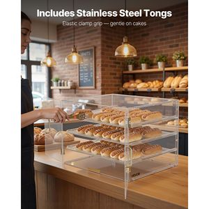 Espositore Commerciale a 4 Livelli per Pasticceria, Vetrina Trasparente in Acrilico da Banco per Pasticcini e Pane, per Cucina e Feste - Product Image 6