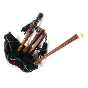 Gaita de celtas de madera marrón con funda de tartán real, cordón y caña incluidos, precio de fábrica, personalizada, estilo escocés de las Tierras Altas - Product Image 1